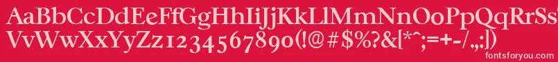 CasablancaserialMediumRegular-fontti – vaaleanpunaiset fontit punaisella taustalla