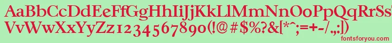 CasablancaserialMediumRegular-fontti – punaiset fontit vihreällä taustalla