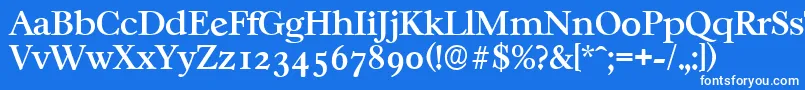 CasablancaserialMediumRegular-fontti – valkoiset fontit sinisellä taustalla