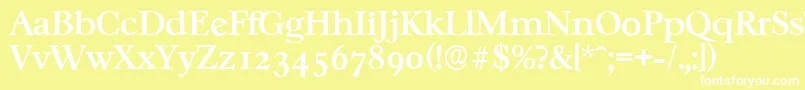 CasablancaserialMediumRegular-fontti – valkoiset fontit keltaisella taustalla