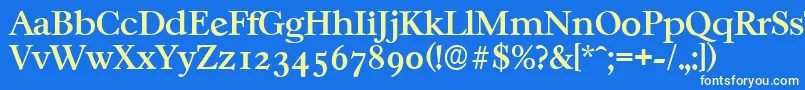 CasablancaserialMediumRegular-fontti – keltaiset fontit sinisellä taustalla