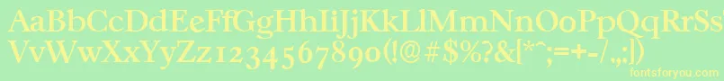 CasablancaserialMediumRegular-fontti – keltaiset fontit vihreällä taustalla