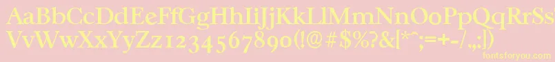 CasablancaserialMediumRegular-fontti – keltaiset fontit vaaleanpunaisella taustalla