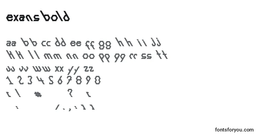 Schriftart ExansBold – Alphabet, Zahlen, spezielle Symbole