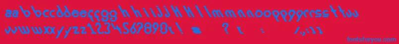 ExansBold-Schriftart – Blaue Schriften auf rotem Hintergrund