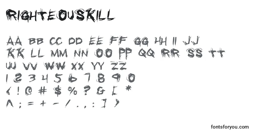 Czcionka RighteousKill – alfabet, cyfry, specjalne znaki