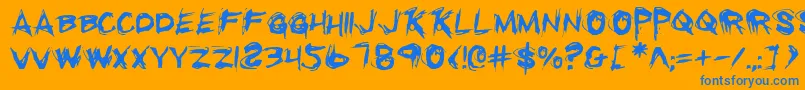 フォントRighteousKill – オレンジの背景に青い文字