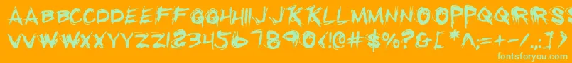 フォントRighteousKill – オレンジの背景に緑のフォント