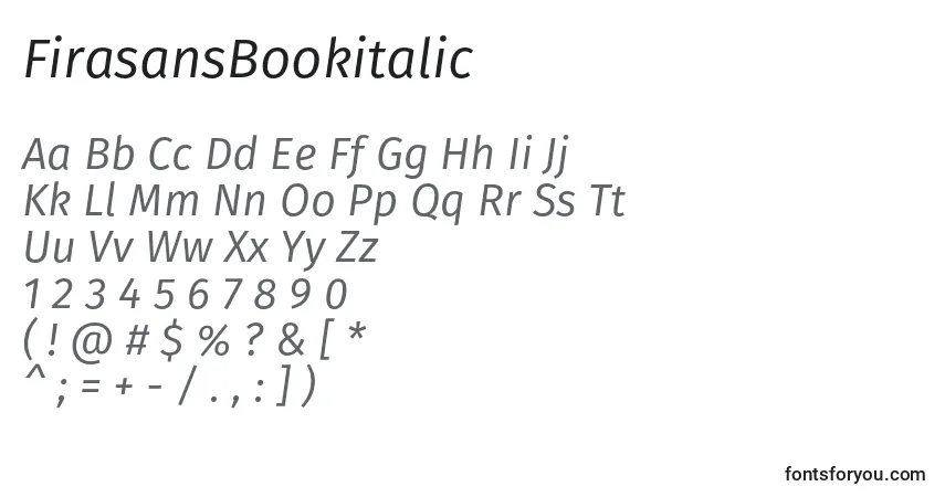 Шрифт FirasansBookitalic – алфавит, цифры, специальные символы