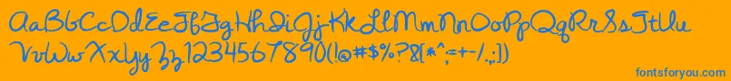 BmdYesterdayAgain-Schriftart – Blaue Schriften auf orangefarbenem Hintergrund