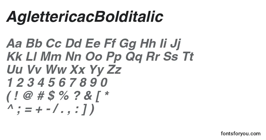 Шрифт AglettericacBolditalic – алфавит, цифры, специальные символы