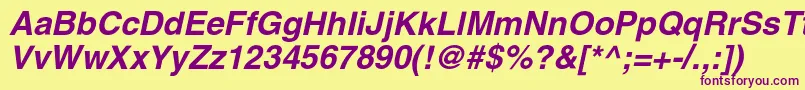 AglettericacBolditalic Font – Purple Fonts on Yellow Background
