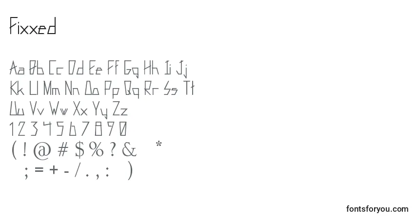 Czcionka Fixxed – alfabet, cyfry, specjalne znaki