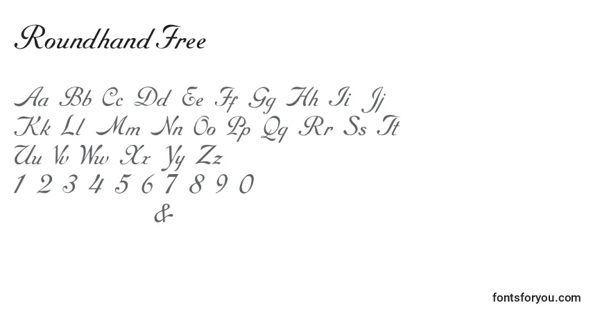 A fonte RoundhandFree (101743) – alfabeto, números, caracteres especiais