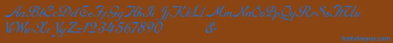 RoundhandFree-Schriftart – Blaue Schriften auf braunem Hintergrund