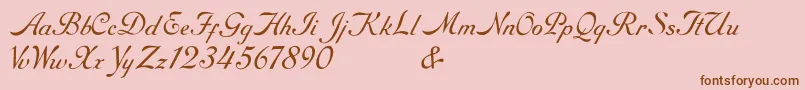 RoundhandFree-Schriftart – Braune Schriften auf rosa Hintergrund