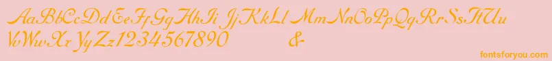 RoundhandFree-Schriftart – Orangefarbene Schriften auf rosa Hintergrund
