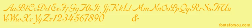 RoundhandFree-Schriftart – Orangefarbene Schriften auf gelbem Hintergrund