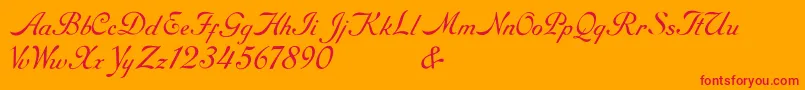 RoundhandFree-Schriftart – Rote Schriften auf orangefarbenem Hintergrund