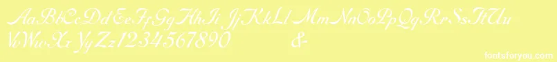 RoundhandFree-Schriftart – Weiße Schriften auf gelbem Hintergrund