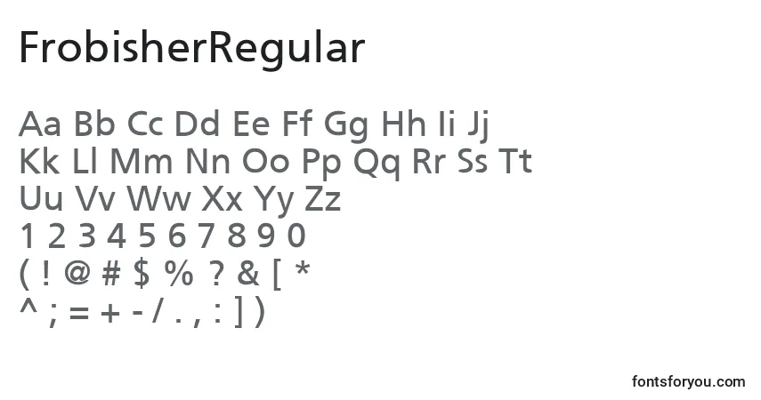 Czcionka FrobisherRegular – alfabet, cyfry, specjalne znaki