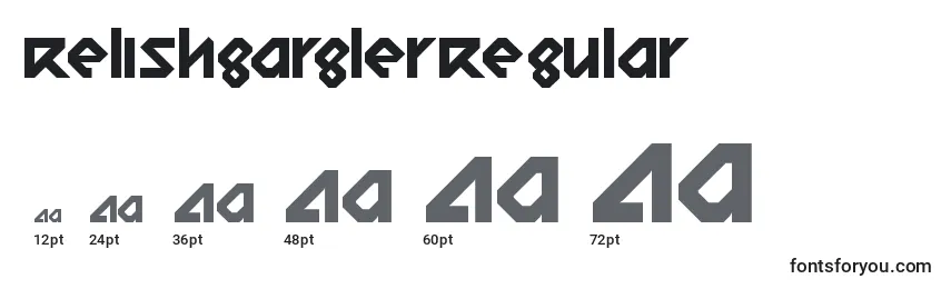 Размеры шрифта RelishgarglerRegular