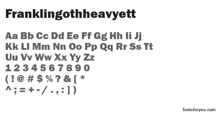 Schriftart Franklingothheavyett – Alphabet, Zahlen, spezielle Symbole