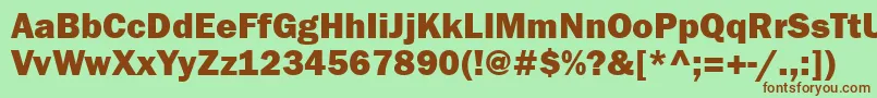 Franklingothheavyett Font – Brown Fonts on Green Background