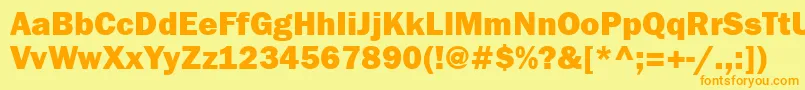 Franklingothheavyett Font – Orange Fonts on Yellow Background