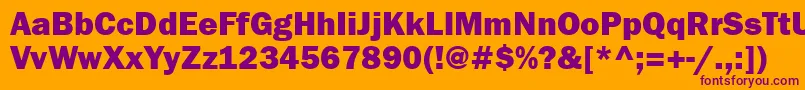 Franklingothheavyett Font – Purple Fonts on Orange Background