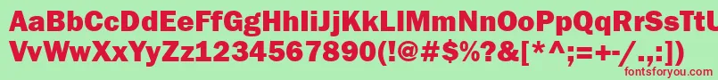 Franklingothheavyett Font – Red Fonts on Green Background