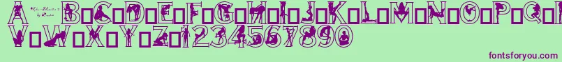 AlphaSilouettes2 Font – Purple Fonts on Green Background