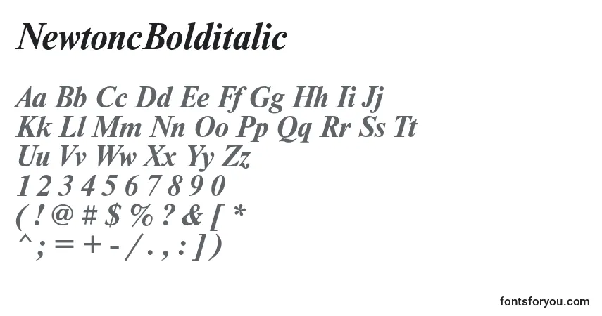 A fonte NewtoncBolditalic – alfabeto, números, caracteres especiais