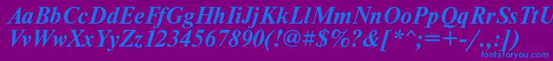 NewtoncBolditalic-fontti – siniset fontit violetilla taustalla