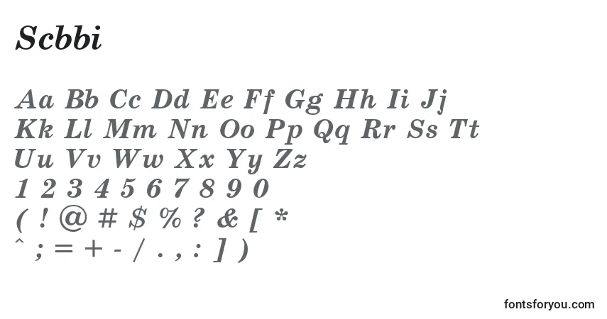 Czcionka Scbbi – alfabet, cyfry, specjalne znaki