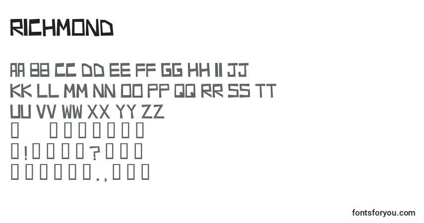 Fuente Richmond - alfabeto, números, caracteres especiales