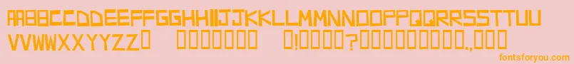 フォントRichmond – オレンジの文字がピンクの背景にあります。