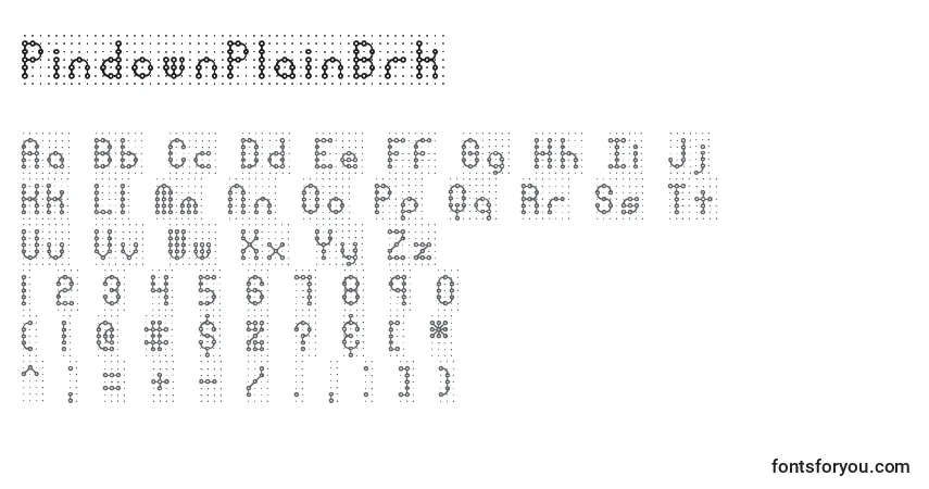 Czcionka PindownPlainBrk – alfabet, cyfry, specjalne znaki