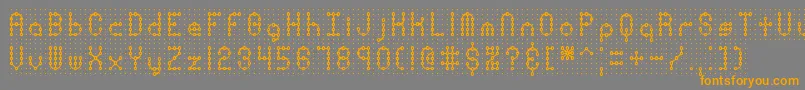 PindownPlainBrkフォントについての詳細 フォントPindownPlainBrk – オレンジの文字は灰色の背景にあります。