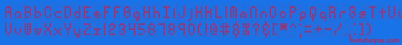 PindownPlainBrk Font – Red Fonts on Blue Background