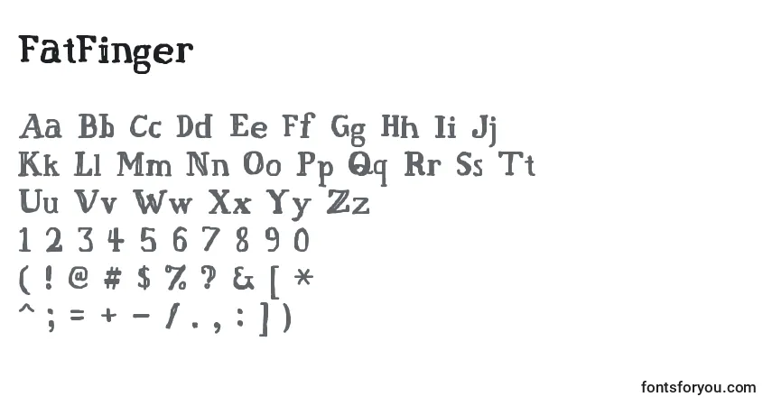 Schriftart FatFinger – Alphabet, Zahlen, spezielle Symbole
