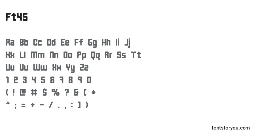 Czcionka Ft45 – alfabet, cyfry, specjalne znaki