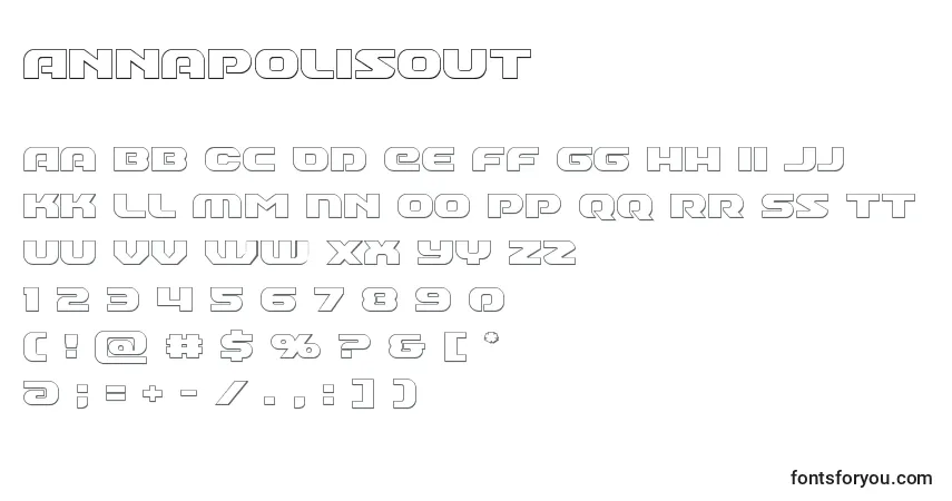 Czcionka Annapolisout – alfabet, cyfry, specjalne znaki