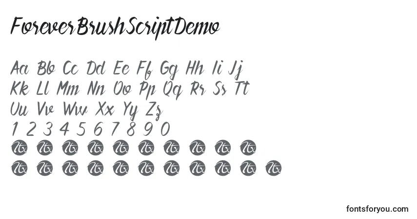 Czcionka ForeverBrushScriptDemo (101758) – alfabet, cyfry, specjalne znaki