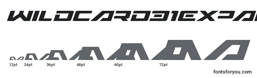 Размеры шрифта Wildcard31expandital