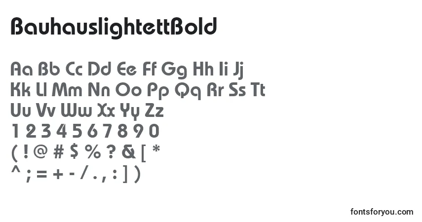 A fonte BauhauslightettBold – alfabeto, números, caracteres especiais