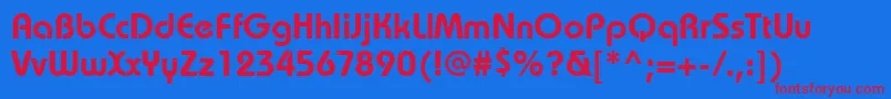 BauhauslightettBold-Schriftart – Rote Schriften auf blauem Hintergrund