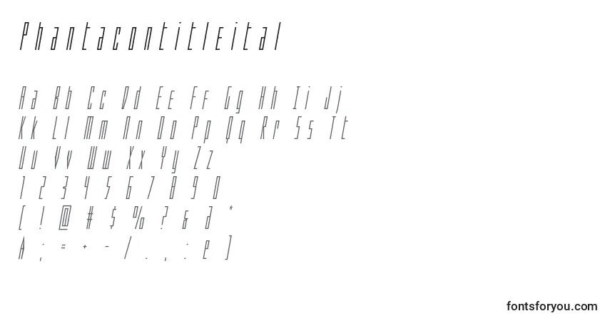 Schriftart Phantacontitleital – Alphabet, Zahlen, spezielle Symbole