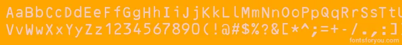 OcrBRegular-fontti – vaaleanpunaiset fontit oranssilla taustalla