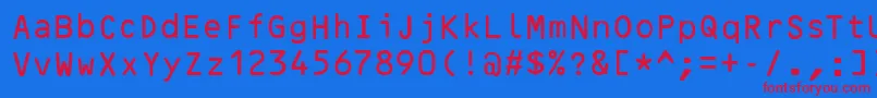 OcrBRegular-fontti – punaiset fontit sinisellä taustalla